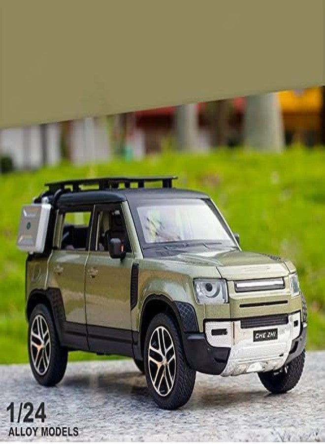 PEZYOX Exclusive Alloy Metal Pull Back Die-cast Car Model with Sound Light Mini Auto Toy for Kids Metal Model Toy Car with Sound and Light (1.24 Scale CAR Defender-Green) - Image 2